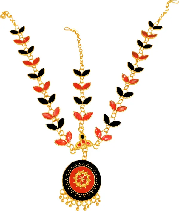 Assamese_Traditional_Red_And_Black_Colour_Copper_Maang_Tikka_For_Women